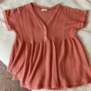 Waffle Knit Peplum Top • Pink Blush Maternity